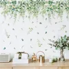 Grüne Pflanzen Blumenwandabziehbilder für Wohnzimmer Schlafzimmer Dekor TV Hintergrund Tapete Mädchen Zimmer Wand Aufkleber Garderoben Wandbilder