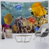 Ozean World Tapisserie Blau Ozean Tropical Fish Coraltiere Kunst Wand Hanging Wandteppich für Wohnzimmer Wohnheimläden Dekorationen