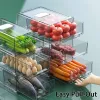 Refrigerator Storage Organizer Bins Plastic Stackable Storage Box with Drawers Pull-Out Cabinet Containers, for Fridge Kitchen