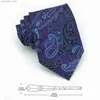 Halsband Mens Tie Pocket Scarf Manschettknappar Set 8.5cm Jacquard Paisley Tieq