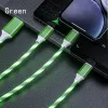 3 IN 1 Multi USB Universal Flowing LED Light Up Phone Charge Cable, With Interface For Apple+Type C+Micro USB Charger Connector