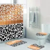 Pens Geometry Style Curtain for Bath Black Red Polka Dots Zebra Print Waterproof Shower Curtain Bathroom Sets Shower Curtins and Rugs