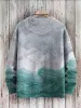 Winter unissex casual malha suéter de alpinista de arco -íris girando nebuloso arte 3d estampado suéte de malha de malha kmy27
