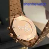 APTHLEISURE WURN Watch Royal Oak Series 26715Or Blue Disc 18K Rose Gold Business Business Mechanical Mechanical Mechanical e Womens Unissex Watch With Date and Timing Function