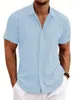 남성용 캐주얼 셔츠 여름 느슨한 언더 셔츠면 린넨 셔츠 패션 레저 해변 야외 대형 남성 짧은 슬리브