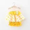 Clothing Sets Summer Baby Girls Suit Polka Dot Print Suspender Top Solid Color Shorts Cute Casual Holiday Two-piece Set