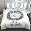 Set di biancheria da letto serie di cartoni animati per bambini copripiumini set grazioso leone giraffa elefante giunti cuscinetti da letto bianca per ragazze/ragazzi