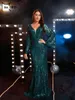 Casual Dresses Missord Elegant Green Sequin Prom Women V Neck Flare Sleeve Open Back Bodycon Wedding Party Dress Long Evening Gown