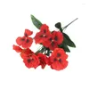 Fleurs décoratives 1pc simulation artificielle tricolore Pansy Red Flower Cluster Momencaping Decoration