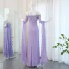 Arabski Sharon Said Lilac Mermaid Evening Dress with Cape Sleeves 2024 Dubai Beade Women Formalne suknie imprezowe