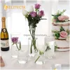 Vases Glass Cylinder Vase Hurricane Candle Holder Clear 3 Different Sizes Tall For Wedding Centerpieces Flower 230915 Drop Delivery Dhmo6