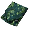 HITIE Green Floral Silk Mens Ascots Pocket Square CuffLinks 세트 남성 웨딩 파티를위한 Jacquard Vintage Cravat Tie Scarf Prom240409