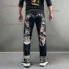 الجينز الجينز الأرجواني الجينز الأمريكي JNCO JENS Y2K جينز شارع High Street Fashion New Big M Printed Fashion.