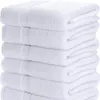 Asciugamani da 6 pacco set da bagno medio, anello al 100% in cotone e asciugamani rapidi altamente assorbenti, asciugamani premium per hotel, spa e bagno (bianco)