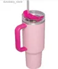 Кружки розовый фламино 40 унций гаситель H2.0 Coffee Cups Cups Outdoor Campin Travel Car Cup Cup Tumblers Cups с силиконовой ручкой Day Day Ift US Stock L49
