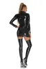 Casual jurken latex jurk met kous dames sexy feestclub pu lederen zipper exotische bodycon clubkleding plus size punk vestidos