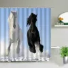 Muizen met fijne paarden badkamer douchegordijn sterk wild dier gedrukt patroon polyester waterdichte thuisbadbadgordijnen