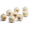 20pcs / lot 20 mm perles en bois naturel Couronne Star Heart Souling Face Perles en bois pour les bijoux Making DIY Bracelet Collier