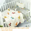 Katoen 3 stks/set baby beddengoed set schattige cartoonpatroon geboren krib kit baby laken quilt deksel kussensloop kokje kootbedbed 240408