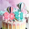7 pulgadas 0-9 Digital Blue Pink Mini Number Globos Cake Topper Anniversary Birthday Party Party Decors Globos Decors