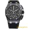 Orologio da polso svizzero Orologio Royal Oak Offshore Serie 26420ce Black Plate Giallo Ago giallo Stripe incisa da uomo meccanico Orologi da uomo piastra 43 mm completa completa