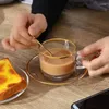 Mugs Golden Edge Glass Coffee Cups Lover Couple Heat Resistant Teacup 1 Saucer Mug Set Advanced For Afternoon Tea