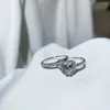 클러스터 반지 STL 바람 웨딩 S925 스털링 실버 크리에이티브 하트 모양 시뮬레이션 다이아몬드 반지 여성 패션