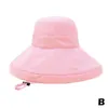 BERETS Summer Thin Sun Protection Hats For Women Ladies Korean Big Brim Fisherman Hat Sunshade Black Gum M2G1