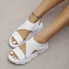 Sandalen stricken Frauen Mode Beige Schuhe Sommer Casual Slip auf bequemer Plattform Frau Sandalien vulkanisiert für H240409 BTWV BTWV