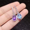 Stud Earrings Natural Topaz Amethyst 925 Silver Ladies Simple And Luxurious Atmosphere