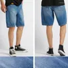 Pantaloncini da uomo pantaloncini di jeans shorts estate foro rotto a peso leggero lunghezza dei pantaloni non elastici dritti.
