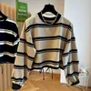 Sweats à capuche pour femmes Pilouchon coton Fashion Fashion Striped Tops Casual Loose Trawstring at Hem Pullover Printemps Autumn Trendy Sweatshirts