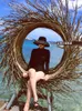 Elegancki vintage francuski hepburn czarna siatka Czerwona Słaska kapelusz UV Beach Kobieta Summer Big Brim Vacation Woman Sun Cap Hurt40409