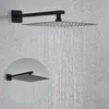 Mat zwart LED digitale display douchekraan set 8/10/12/16 "Waterval zwart bad douchesysteem verborgen douchemixer Tap