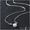 Pendant Necklaces Creative Design Imitation Pearl Necklace For Women Sier Color Chain Dazzling Cubic Zirconia Trend Drop Delivery Jewe Otx8C