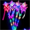 Luminárias de luz LED 1pc Kids colorf brilho piscando o coração estrela de borboleta meninas princesa wands party cosplay adereços de brinquedo grow deli dhn6o