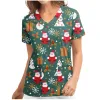 Nurse Uniform Women Christmas Graphic Short Sleeve Scrubs Top Carer Medical Nursing Shirt Uniforme De Enfermera Para Mujer