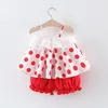 Clothing Sets Summer Baby Girls Suit Polka Dot Print Suspender Top Solid Color Shorts Cute Casual Holiday Two-piece Set