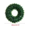 Flores decorativas Green Artificial Holiday Wreath Decoración festiva Navidad 40 cm