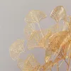 Dekorativa blommor fläkt blad netting artificiell guld ginkgo eucalyptus holly plast för bröllop blommor arrangemang heminredning hantverk