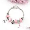Очарование браслетов 1pc браслет для рака молочной железы T-Bar Toggle Clasp Hope Pink Ribbon Charms Bangle для осведомленности Psera Drop Delivery Jewelry Dhze3