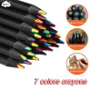 Novo 3pcs/conjunto Rainbow Pencil Seven-Core Pen Pen Stationery Graffiti Desenho Pintura Ferramenta de Escolas de Escola de Escola Supplies