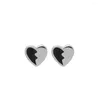 Orecchini per borchie Lko Real S925 Sterling Silver Black Black Colore Orello a forma di cuore Studini Classic Donne Femmina femminile