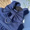 Dog Apparel Pet Clothes Spring Summer Dress Harness Dog Apparel Shirt Cat Denim Vest Puppy Outdoor Walk Chest Strap Dress With D-Ring L46