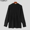 Men's Casual Shirts INCERUN Tops 2024 Korean Style Men Pleated Solid Texture Design Stylish Simple Lapel Long Sleeved Blouse S-5XL