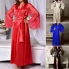 Home Clothing Women Nightdress Long Sleeves Tight Waist Ankle Length Lace Up Lady Pajamas Cardigan Sleeping Gown For