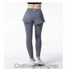 Ll mulheres ioga leggings curtos falsos duas peças conjunto de moletom de moletom de calça de ginástica de ginástica respirável e respirável Treinando calças justas