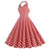 Casual Dresses Vintage Dot Polka Print Dress For Women Summer Elegant Halter Backless Party A Line Rockabilly Pinup Swing Cocktail