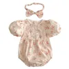 SEMPIONE SEMPH SEMPH SEMPH SEMPIO SOTTO CHE COTON SHOTH SHORT FLORAL BABY ROMPERS LACE AMORE BRODER Abito da bambino arruffato 240329