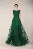 Vestidos de noite de Zuhair Murad 2024 Emerald Green Cap Sleeve Bowns Mulheres Mulheres Apliques de renda personalizados Vestido de ocasião especial